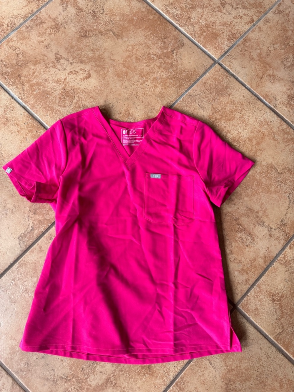 Figs Women's V-Neck Scrub Top in Hot Pink
